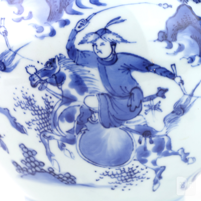 明崇祯 青花狩猎图D颈瓶 - 图3